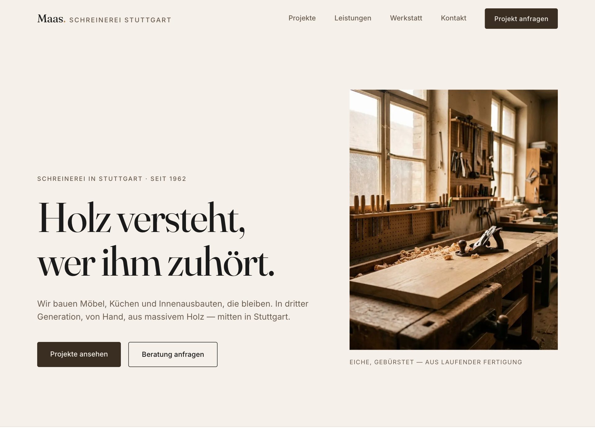 Vorschau der Website von Maas Schreinerei